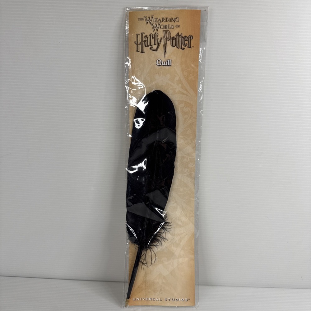 Harry Potter Feather Black Quill Pen W/Ballpoint Tip Universal Studio NEW SEALED